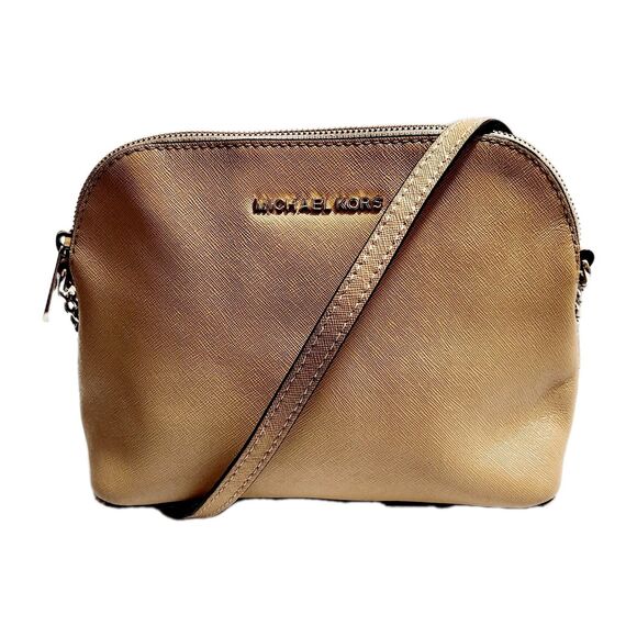 MICHAEL KORS MK Cindy Dome Gold Glitter Signature Bag Purse - Picture 1 of 13